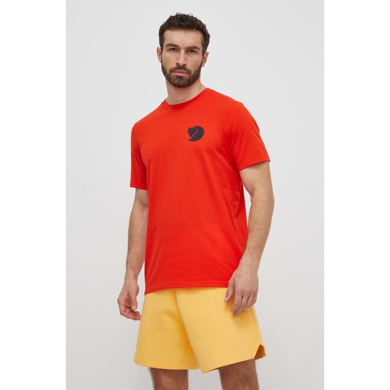 Majica kratkih rukava Fjallraven Walk With Nature za muškarce, boja: narančasta, s tiskom, F12600216