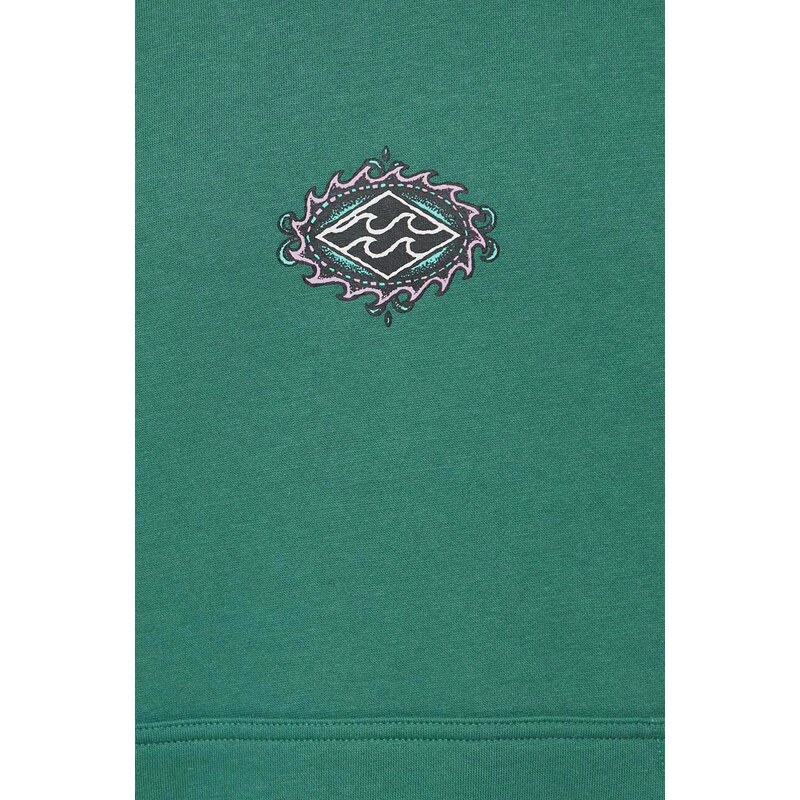 Dukserica Billabong za muškarce, boja: zelena, s kapuljačom, tiskom, ABYSF00119