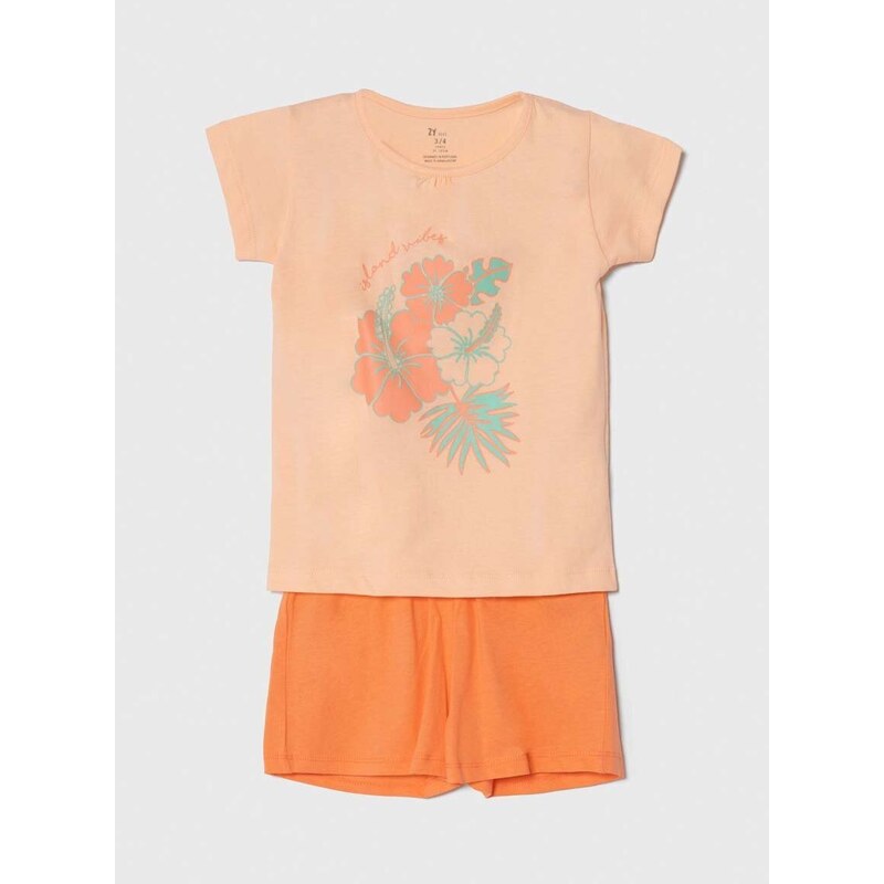 Dječja pamučna pidžama zippy 2-pack boja: narančasta, s tiskom
