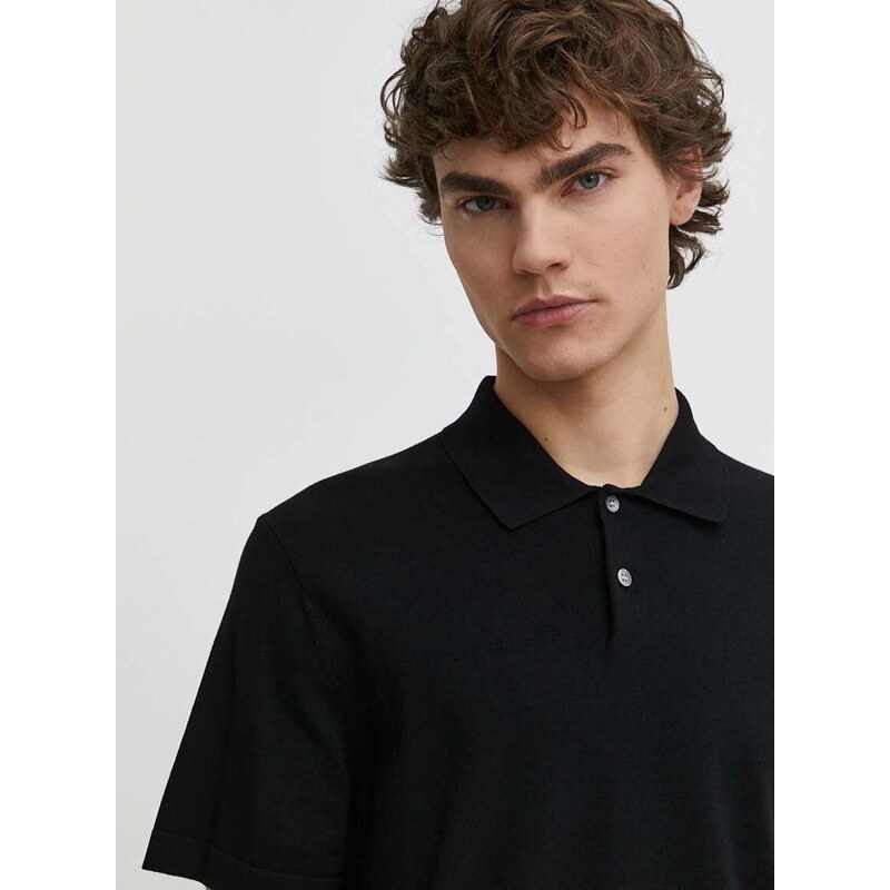 Polo majica Theory za muškarce, boja: crna, bez uzorka