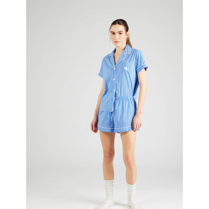 Lauren Ralph Lauren Pidžama mornarsko plava / svijetloplava / prljavo bijela