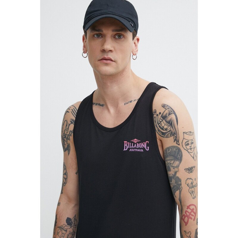 Pamučna majica Billabong za muškarce, boja: crna, EBYZT00180