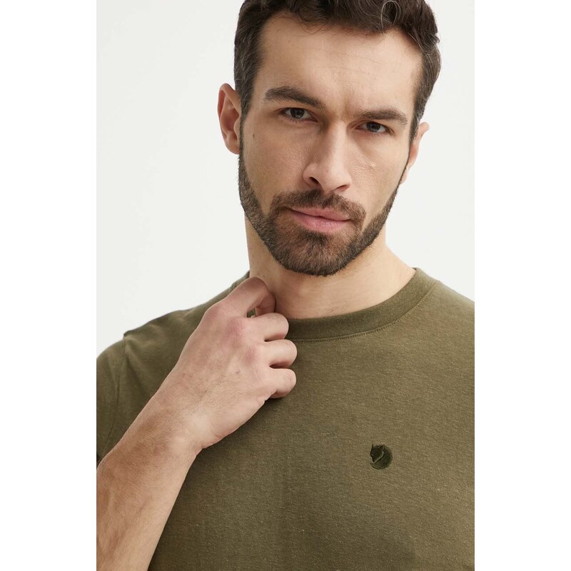 Majica kratkih rukava Fjallraven Hemp Blend za muškarce, boja: zelena, s aplikacijom, F12600215