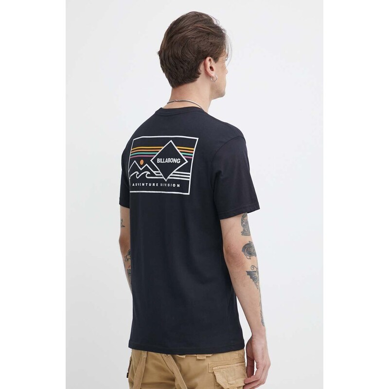 Pamučna majica Billabong Adventure Division za muškarce, boja: crna, s tiskom, ABYZT02299