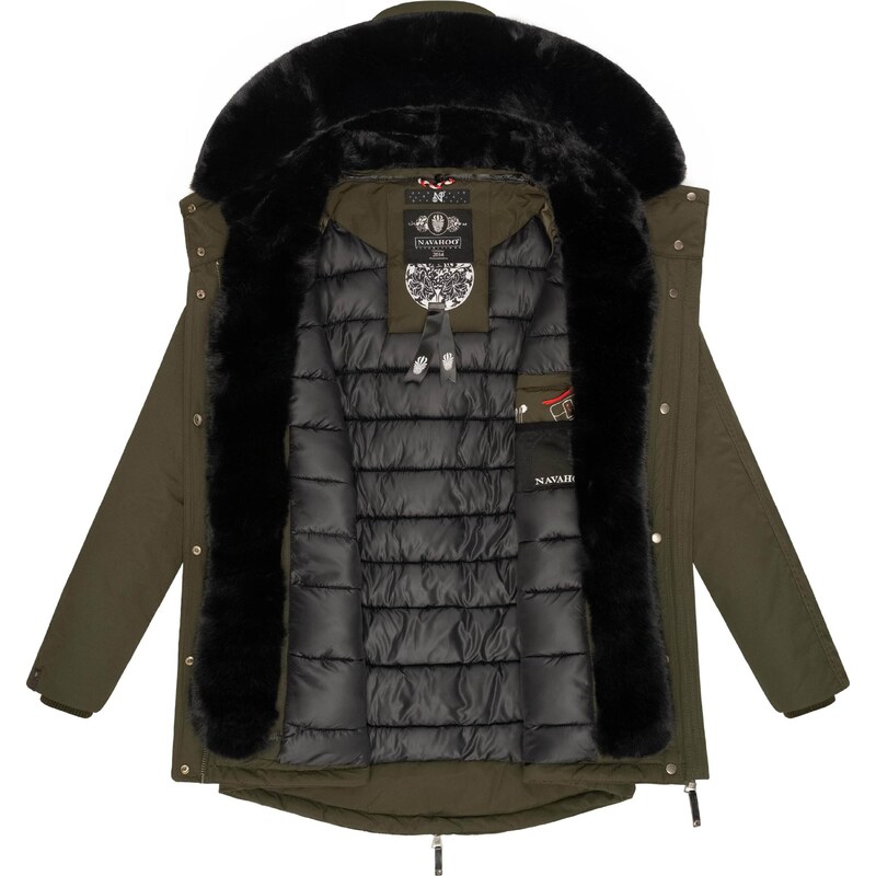 NAVAHOO Zimska parka 'Sweety Deluxe' kaki / crna