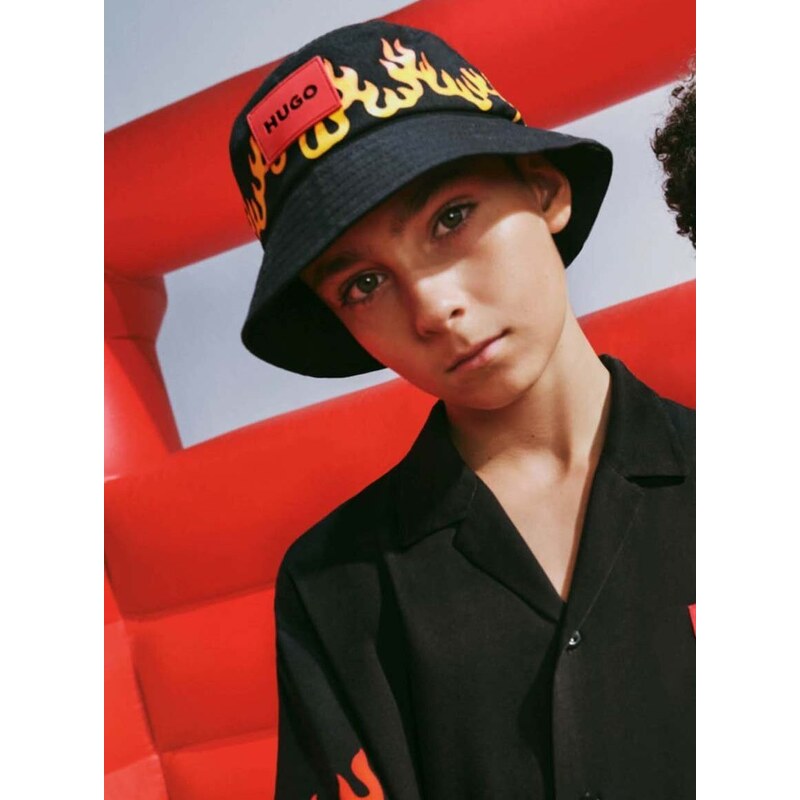 Dječji pamučni šešir HUGO boja: crna, pamučni