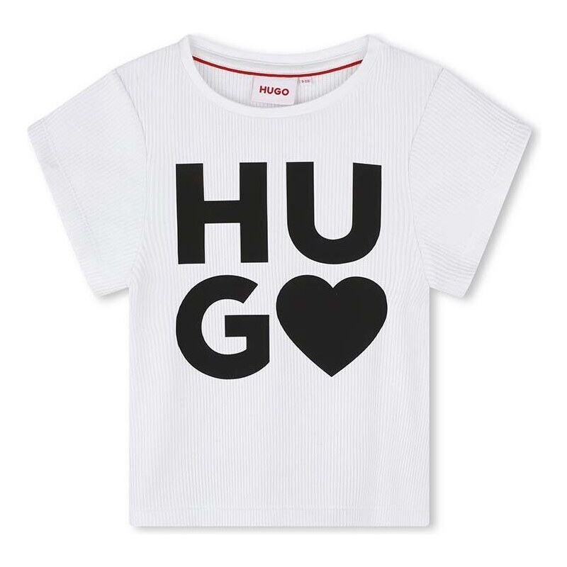 Dječja majica kratkih rukava HUGO boja: bijela