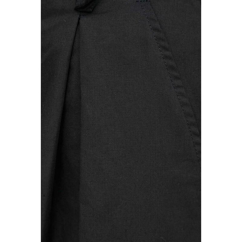Kratke hlače s dodatkom lana Pinko boja: crna, bez uzorka, visoki struk, 101924 A1LC
