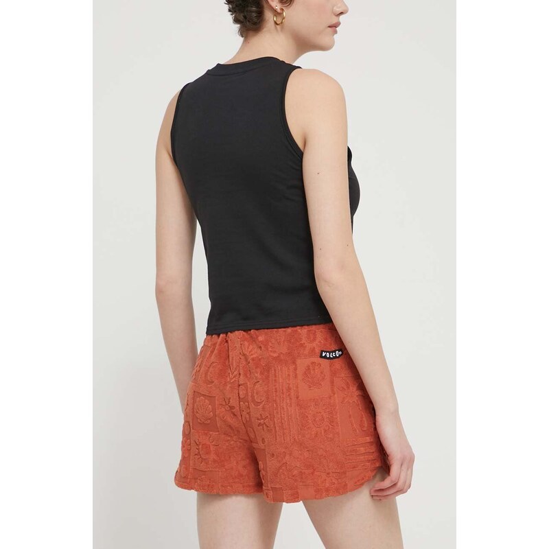 Kratke hlače Volcom za žene, boja: narančasta, visoki struk
