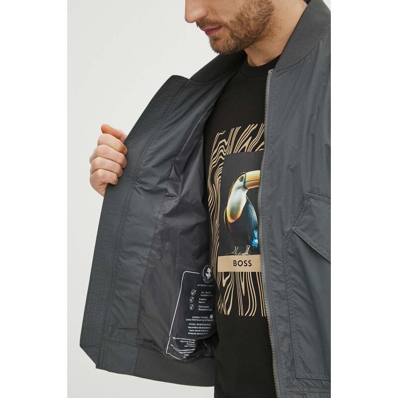 Bomber jakna Save The Duck za muškarce, boja: siva, za prijelazno razdoblje