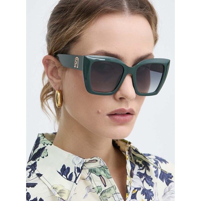 Sunčane naočale Furla za žene, boja: zelena, SFU710_540D80