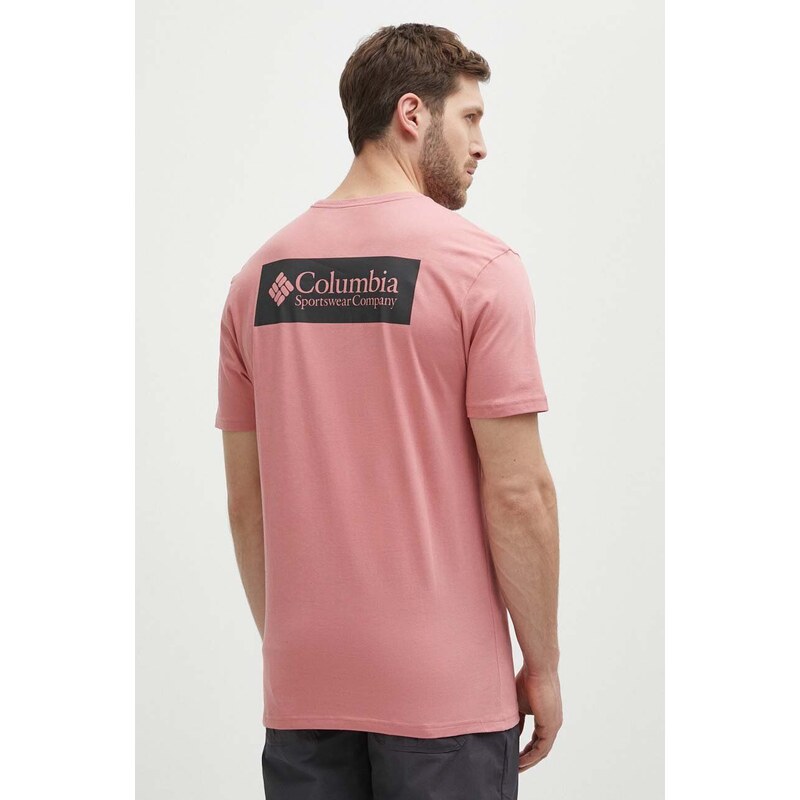 Pamučna majica Columbia North Cascades boja: ružičasta, s tiskom