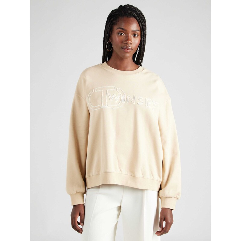 Twinset Sweater majica svijetlobež / bijela