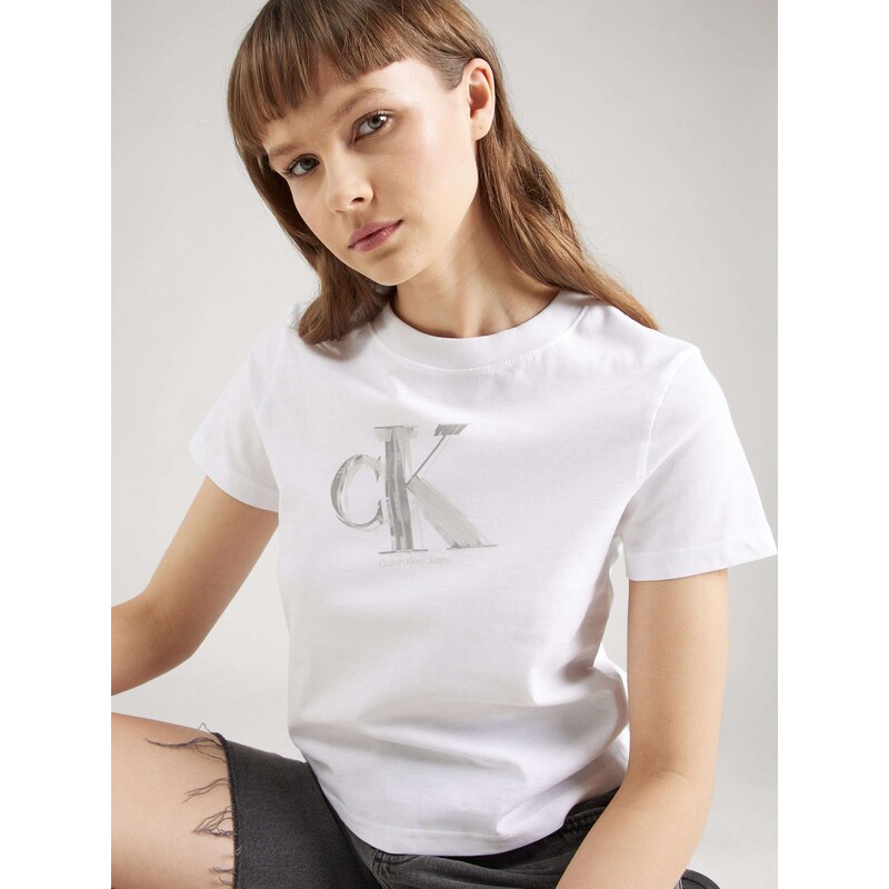 Calvin Klein Jeans Majica siva / bijela