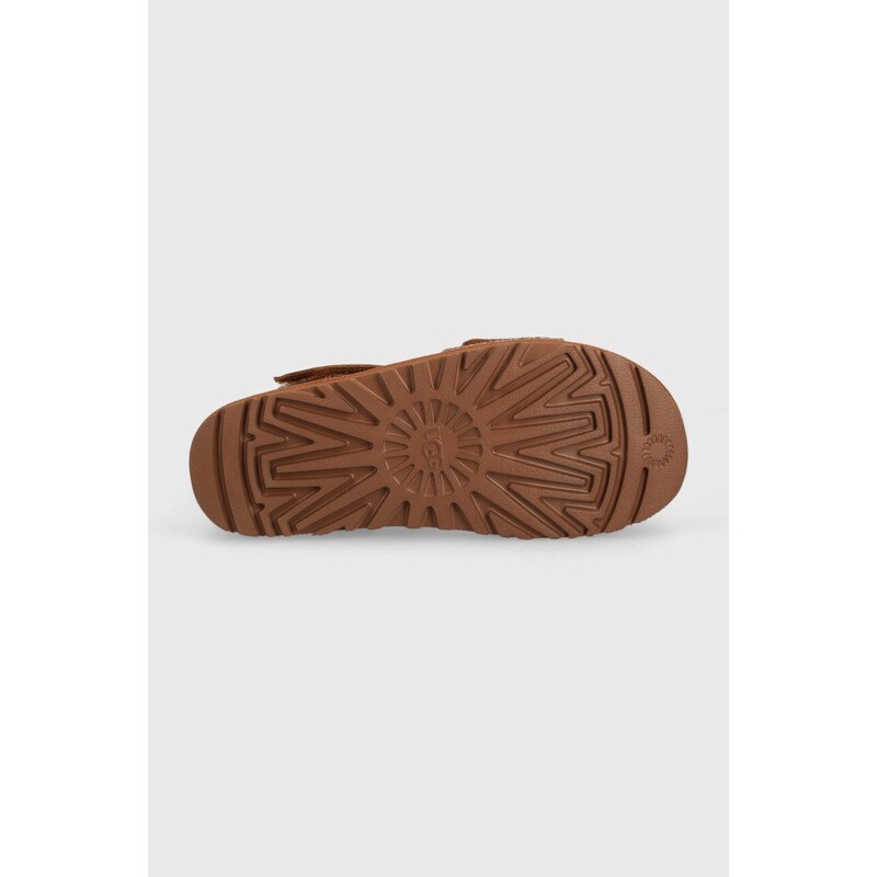 Kožne sandale UGG Goldenstar za žene, boja: smeđa, s platformom, 1156431