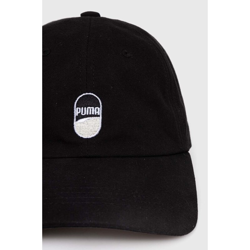 Pamučna kapa sa šiltom Puma Downtown Low Curve Cap boja: crna, s aplikacijom, 025312