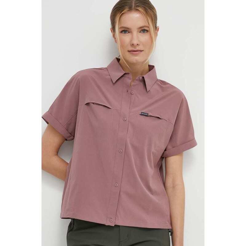 Košulja Columbia Boundless Trek za žene, boja: ružičasta, regular, s klasičnim ovratnikom, 2073031