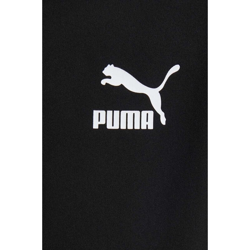 Bomber jakna Puma Classics Shiny Bomber za žene, boja: crna, za prijelazno razdoblje, 623696