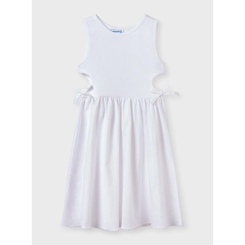Dječja haljina Mayoral boja: bijela, mini, širi se prema dolje