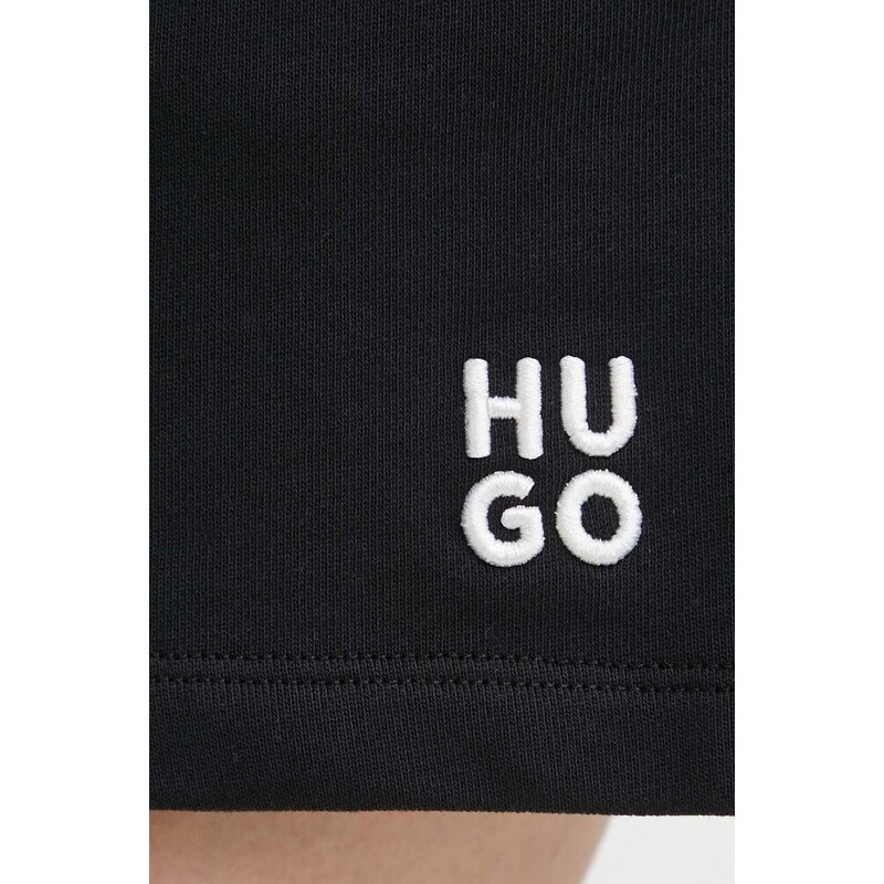 Pamučne kratke hlače HUGO boja: crna, bez uzorka, visoki struk, 50516269