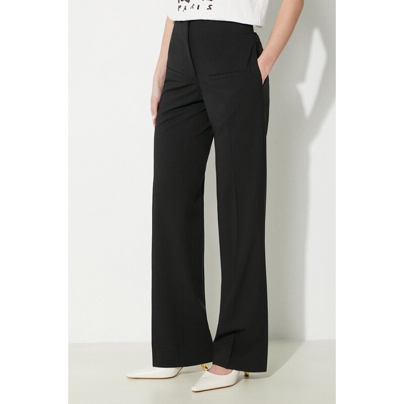 Vunene hlače JW Anderson Front Pocket Straight Trousers boja: crna, ravni kroj, srednje visoki struk, TR0332.PG1321.999