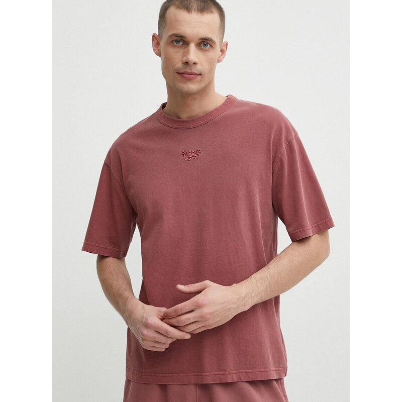Pamučna majica Reebok za muškarce, boja: ružičasta, bez uzorka, 100076357