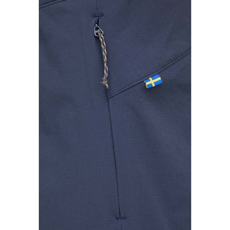 Kratke outdoor hlače Fjallraven High Coast boja: tamno plava, bez uzorka, visoki struk, F87034