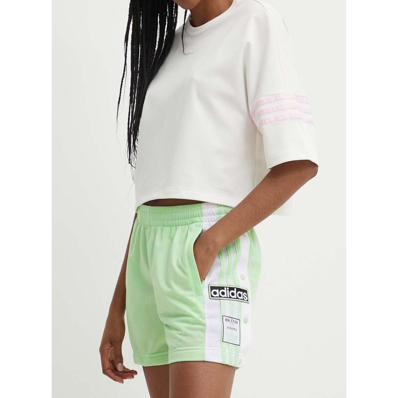 Kratke hlače adidas Originals za žene, boja: zelena, s aplikacijom, visoki struk, IP0719