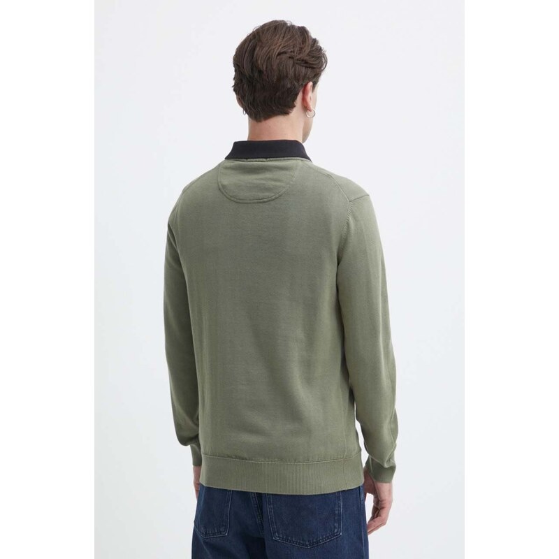 Pamučni pulover Timberland boja: zelena, lagani, TB0A2BMM5901