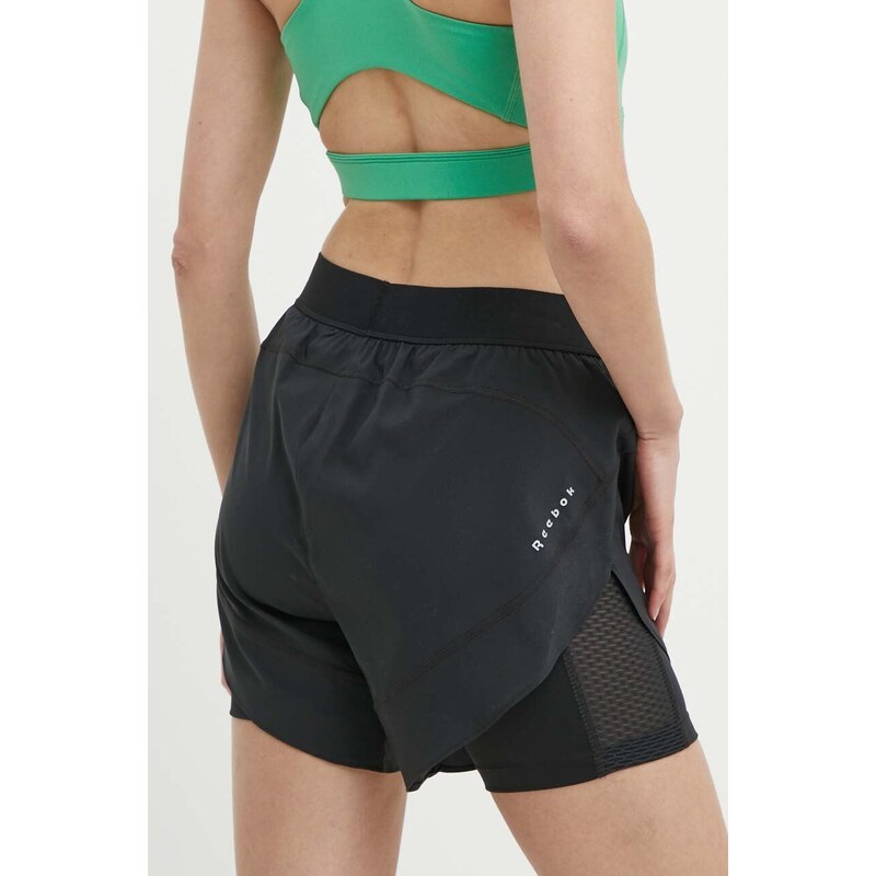 Kratke hlače za trčanje Reebok boja: crna, bez uzorka, visoki struk, 100075412