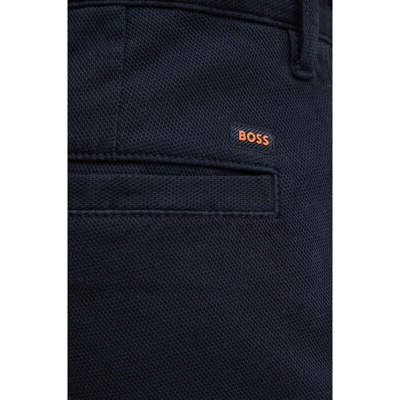 Hlače Boss Orange za muškarce, boja: tamno plava, chinos kroj, 50513028