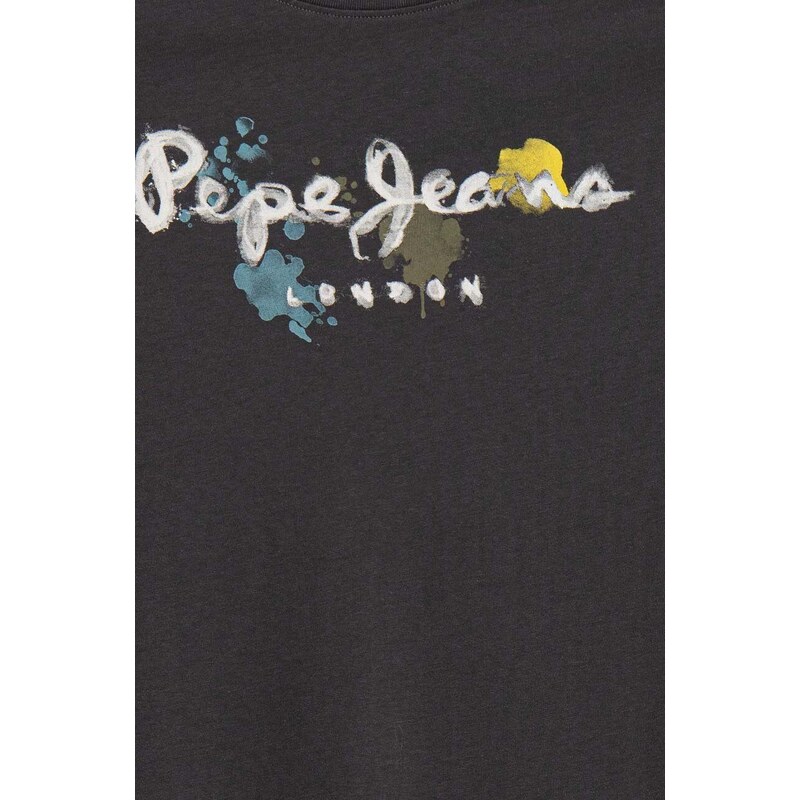 Dječja pamučna majica kratkih rukava Pepe Jeans REDELL boja: siva, s tiskom