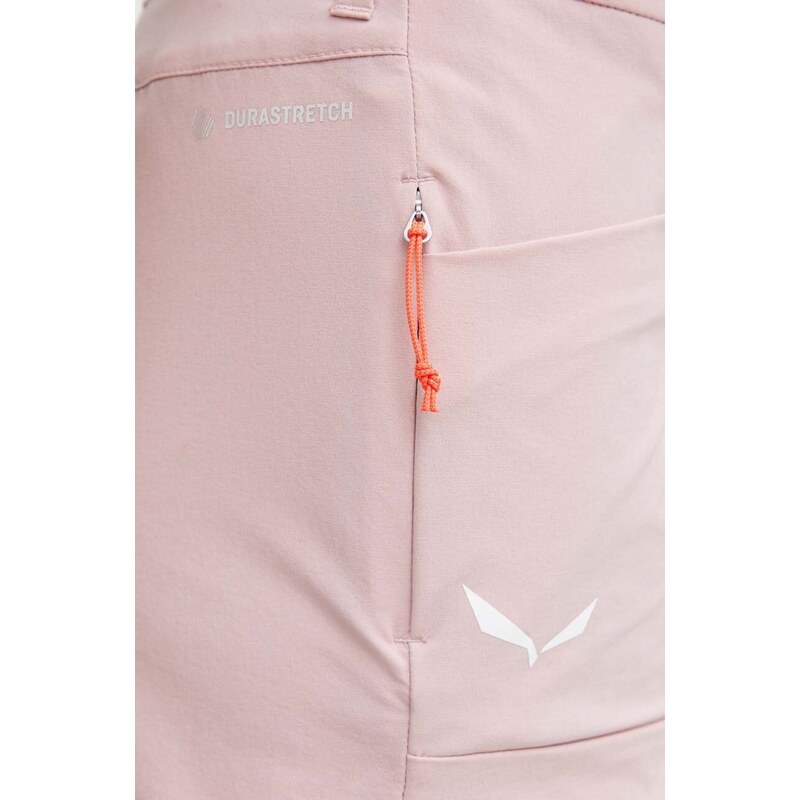Kratke outdoor hlače Salewa Puez boja: ružičasta, bez uzorka, srednje visoki struk, 00-0000028315