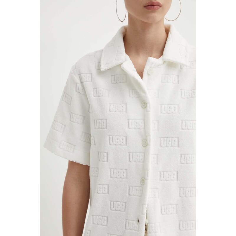 Košulja UGG za žene, boja: bijela, regular, s klasičnim ovratnikom, 1153970