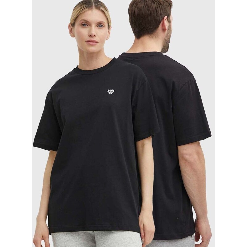Pamučna majica Hummel boja: crna, bez uzorka