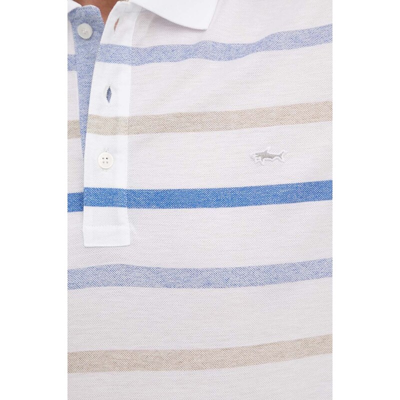 Pamučna polo majica Paul&Shark boja: bijela, s uzorkom, 24411269