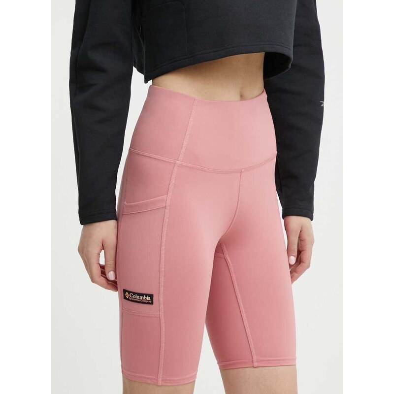 Kratke hlače Columbia Painted Peak za žene, boja: ružičasta, bez uzorka, srednje visoki struk, 2076061