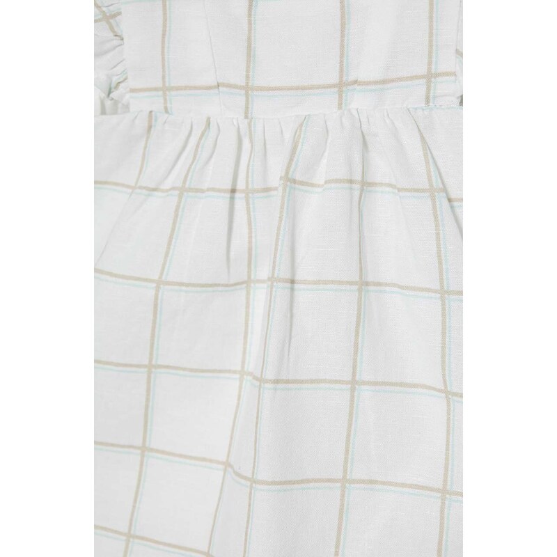 Lanena haljina za bebe United Colors of Benetton boja: bijela, mini, širi se prema dolje