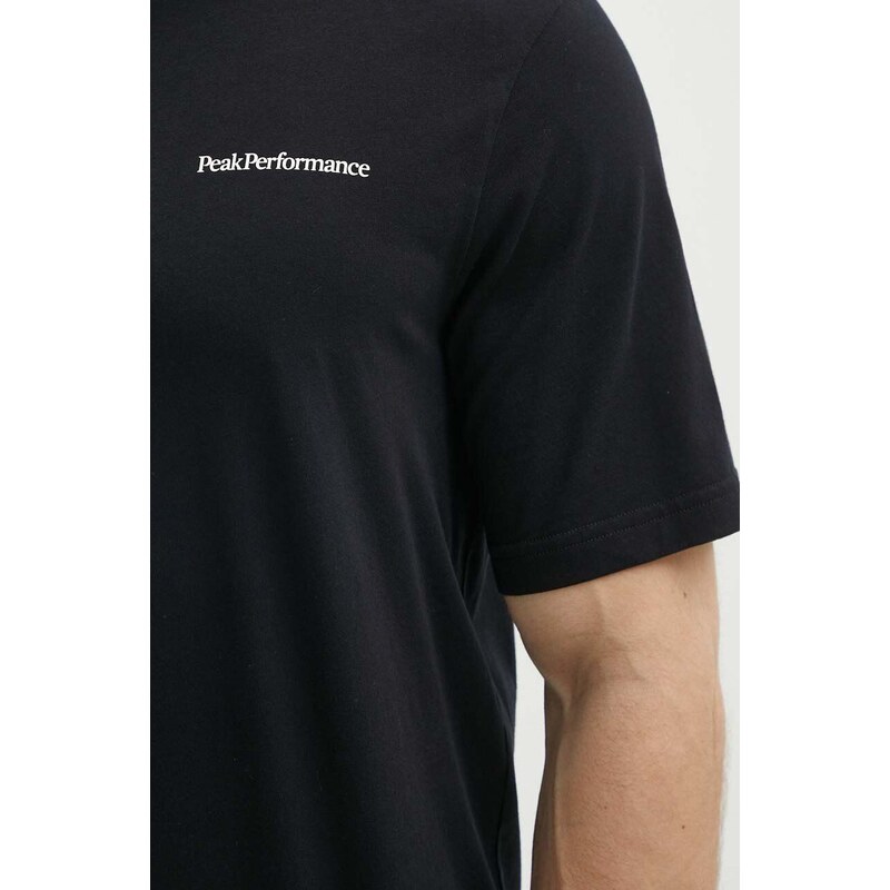 Pamučna majica Peak Performance za muškarce, boja: crna, s tiskom