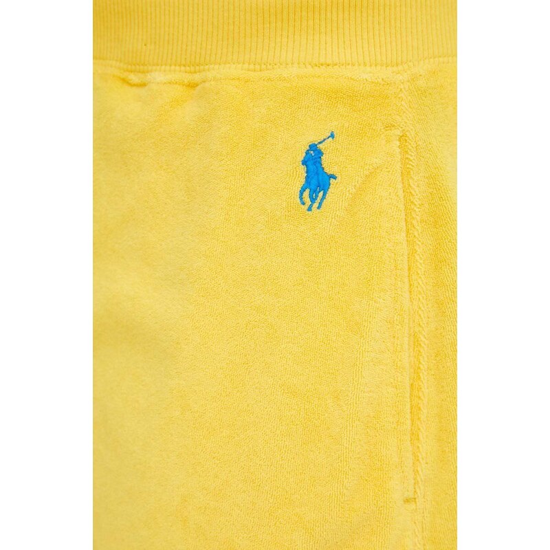 Kratke hlače Polo Ralph Lauren za žene, boja: žuta, bez uzorka, visoki struk, 211936222