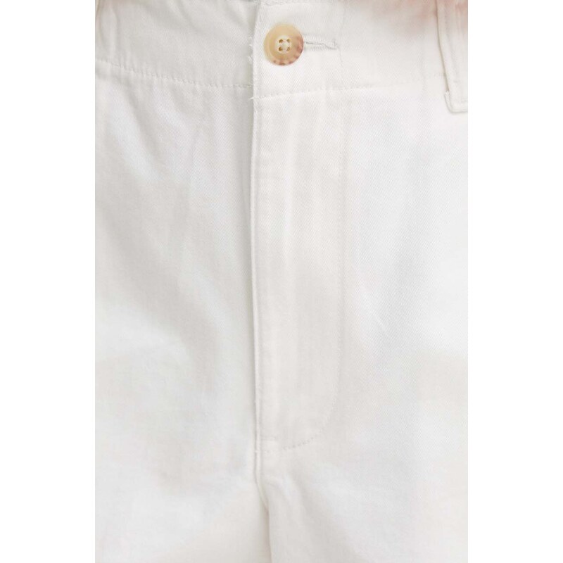 Pamučne kratke hlače Polo Ralph Lauren boja: bijela, bez uzorka, visoki struk, 211939691