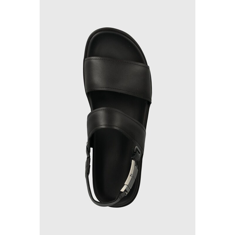Kožne sandale Calvin Klein BACK STRAP W/ ICONIC PLAQUE za muškarce, boja: crna, HM0HM01383