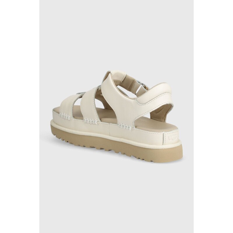 Kožne sandale UGG Goldenstar Strap za žene, boja: bež, s platformom, 1154650