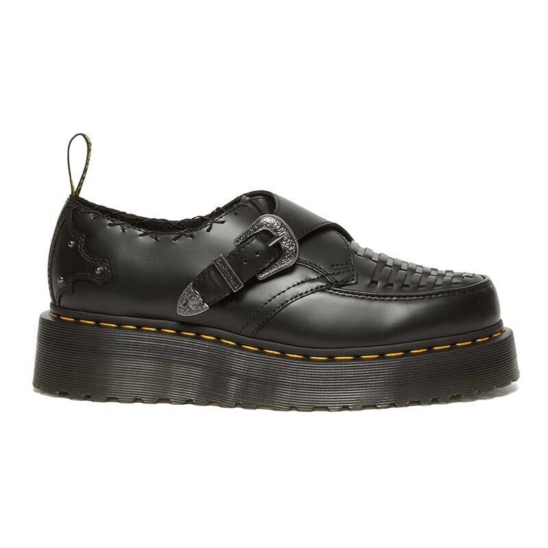Kožne cipele Dr. Martens Ramsey Quad Monk za žene, boja: crna, s platformom, DM31680001