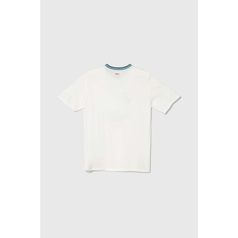 Dječja pamučna majica kratkih rukava Sisley boja: bijela, s aplikacijom