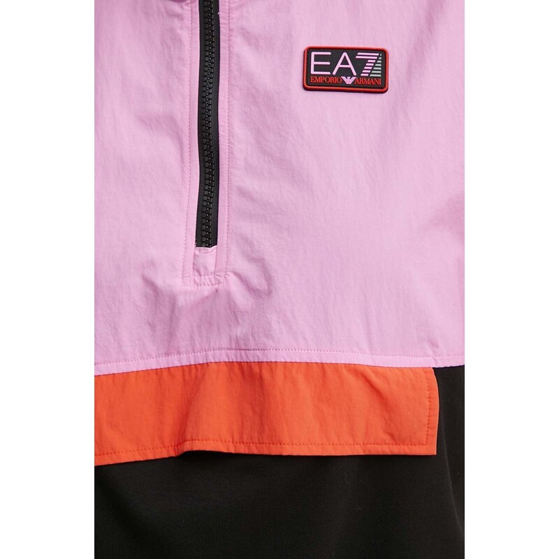 Jakna EA7 Emporio Armani za žene, boja: ružičasta, za prijelazno razdoblje