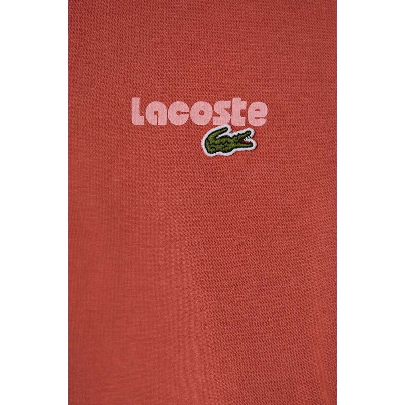 Dječja pamučna majica kratkih rukava Lacoste boja: bordo, s tiskom