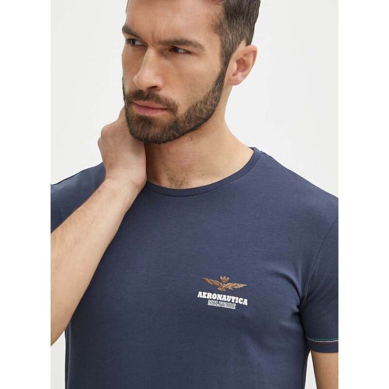 Majica kratkih rukava Aeronautica Militare za muškarce, boja: tamno plava, s tiskom, AM1UTI003