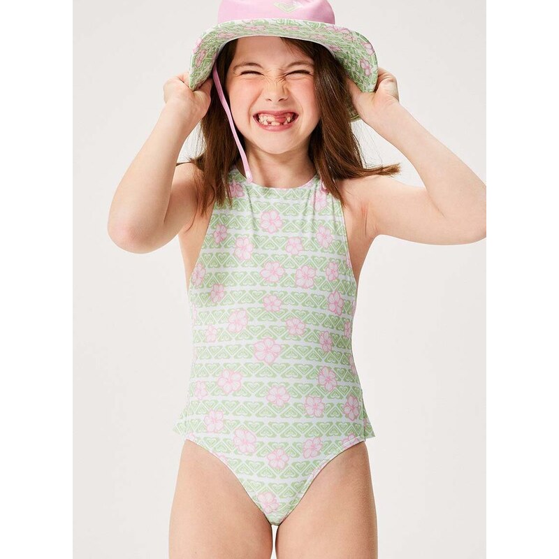 Dječji jednodijelni kupaći kostim Roxy HIBILINENE boja: zelena