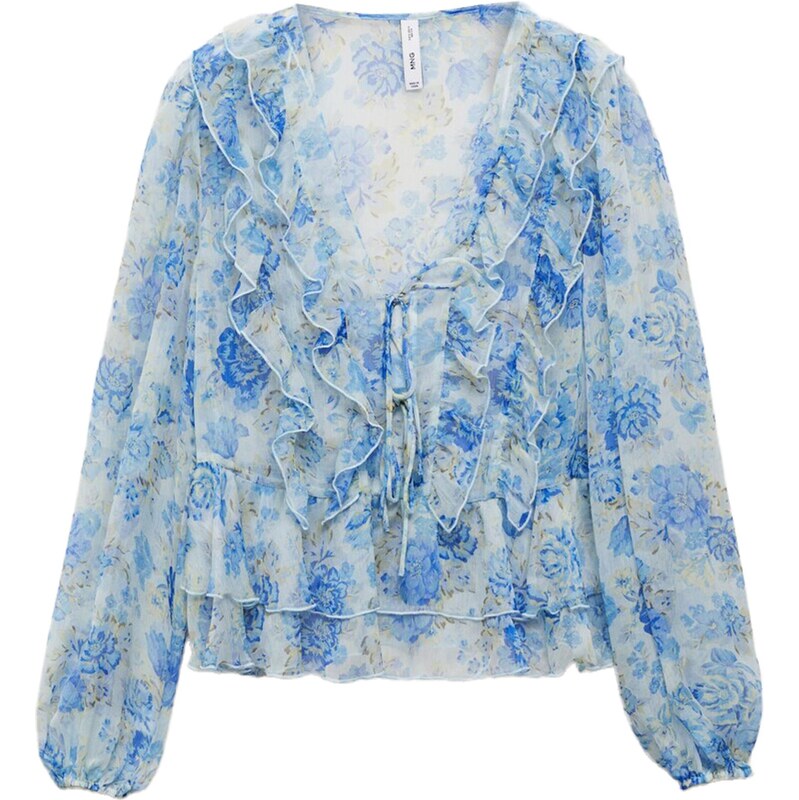 MANGO Bluza 'RONALDI' boja pijeska / plava / pastelno plava / svijetloplava